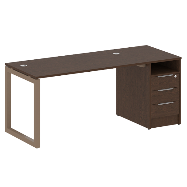Metal System Quattro Р. ст. с тумбой на О-образном м/к 50БО.РС-СТП-1.3 Венге/Мокко металл 1812*720*750 - Вид 1
