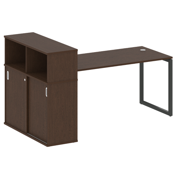 Metal System Quattro Стол письменный с шкафом-купе на О-образном м/к 40БО.РС-СШК-3.4 Т Венге/Антрацит металл 2010*1120*1098 - Вид 1