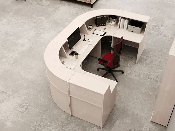 ЛАЙТ / LIGHT RLG068-9x9 Блок ресепшн с полкой 90x90x125 Дуб Молочный - Вид 7