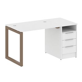 Metal System Quattro Р. ст. с тумбой на О-образном м/к 50БО.РС-СТП-1.1 Белый/Мокко металл 1412*720*750 - Фото предпросмотра