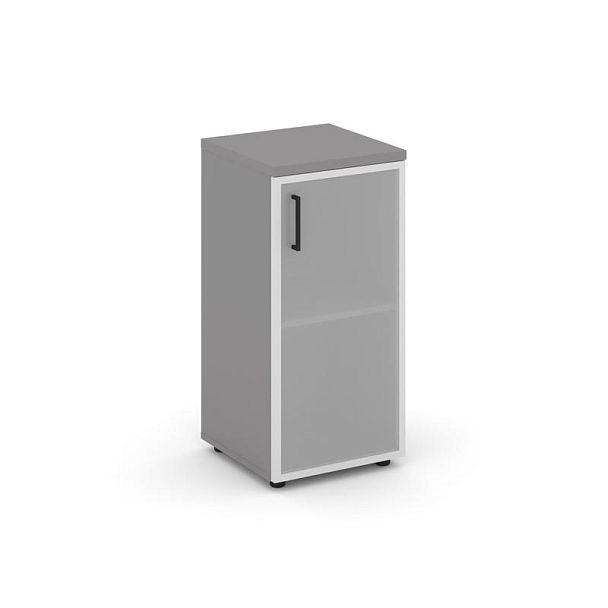 Стайл Проджект Шкаф низкий узкий правый (1 низкий фасад стекло сатин в раме) SN.STU-303(R) Серый Пеп - Вид 1