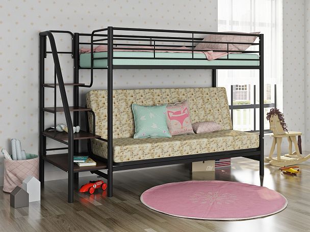 Двухъярусная кровать "Мадлен-3" черный - Вид 1
