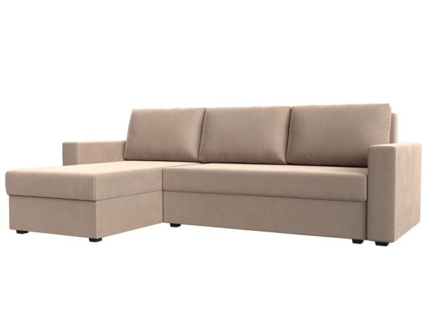 Угловой диван Траумберг Лайт левый (полностью велюр бежевый) - Вид 1