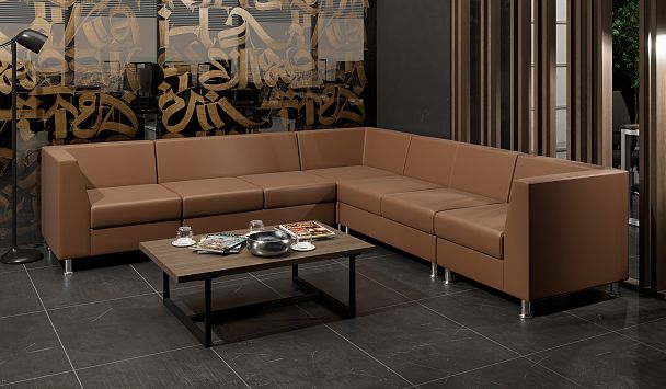 Секция с подлокотником двухместная правая "PRIME" PR.SP-2(R) бежевый кз - Вид 4