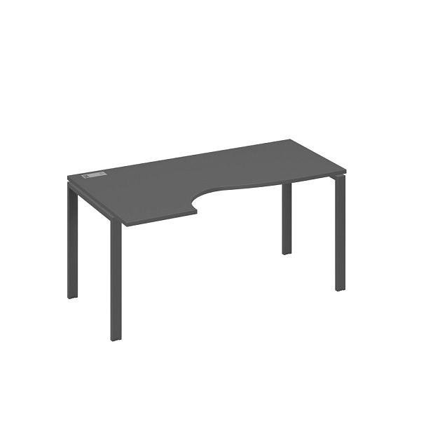 Стол эргономичный левый "Классика" на металлокаркасе UNO A4 А4 Б1 045 БП антрацит премиум / металлокаркас антрацит - Вид 1