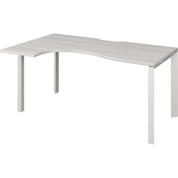 Стол эргономичный левый на металлокаркасе НТМП.П-060.ЛВ Сосна винтер/Белый 1600x1000x750 Аргентум-МП - Вид 1
