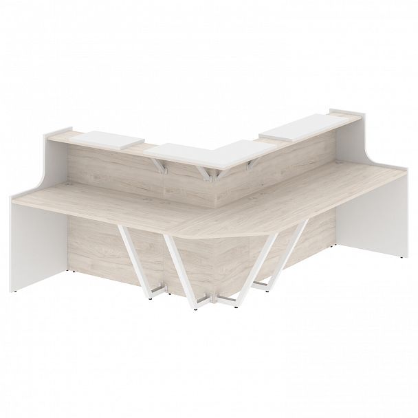 Ресепшн Г-образный "Onix" O.R-K-32 денвер светлый/белый - Вид 1