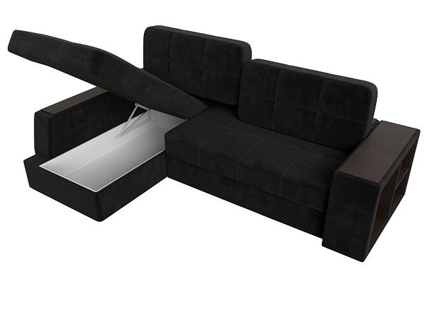 Угловой диван Брюссель левый (полностью велюр черный) - Вид 7