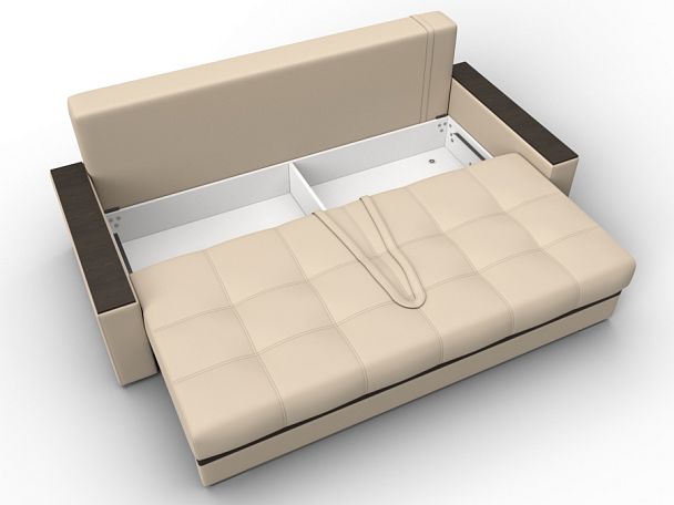 Диван прямой с декором Лига-096 НПБ Экокожа бежевый - Вид 7