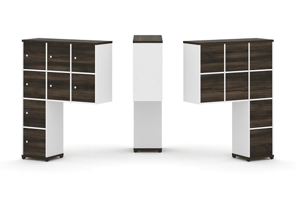 Concept Надставка высокая CN.ONV-010 Дуб Мали/Белый Бриллиант/Металл Черный 1099*350*1486 - Вид 1