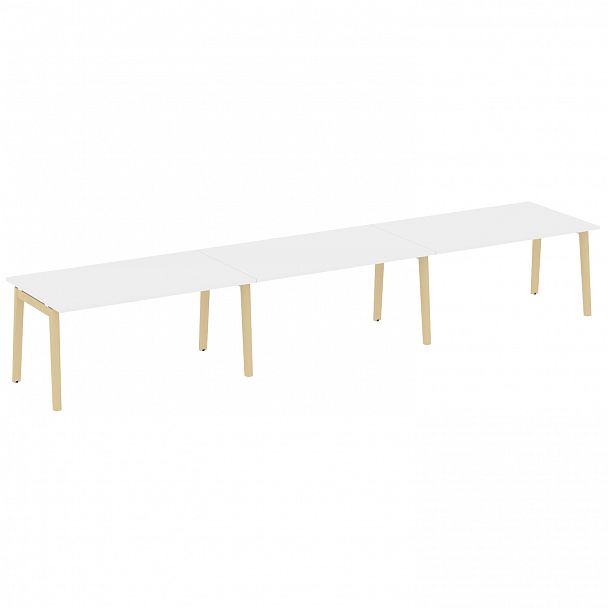 Стол переговорный (3 столешницы) "Onix wood" OW.PRG-3.4 белый/дуб светлый - Вид 1