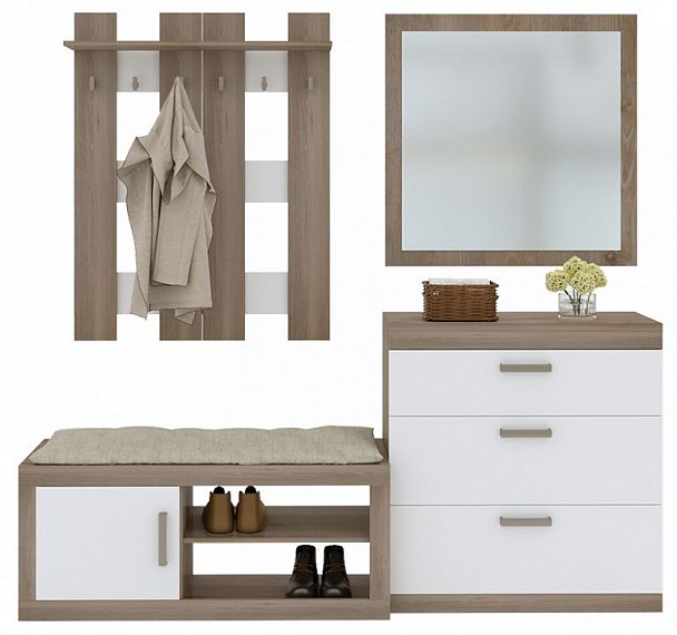 Стенка для прихожей Toivo ТОЙ-ПР 9 Белый/Нельсон - Вид 1