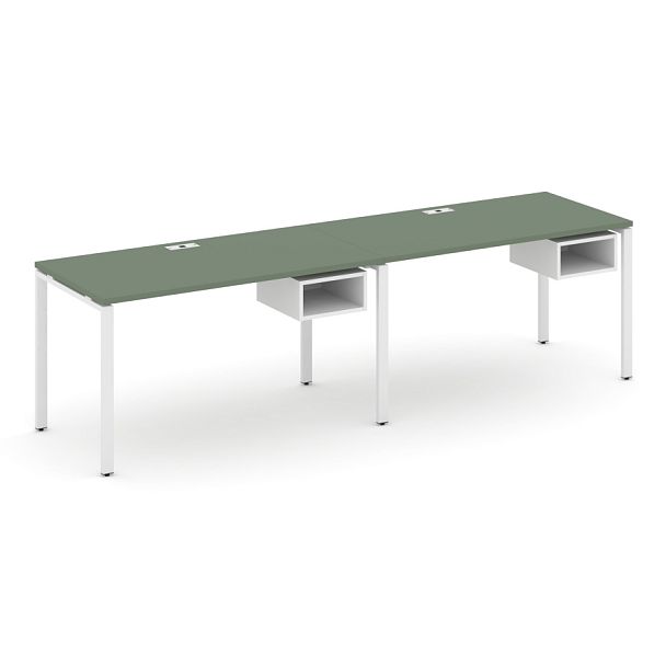 Concept Рабочая станция односторонняя с подвес. тумбами 2 места CN.ORS-102 Кобо/Белый Бриллиант/Металл Белый 2360*720*750 - Вид 1