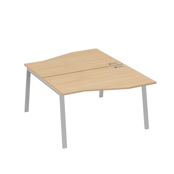 Рабочая станция столы Техно (2х140) каркас TRE A4 А4 Б3 190  БП натуральный дуб / металлокаркас серый - Вид 1