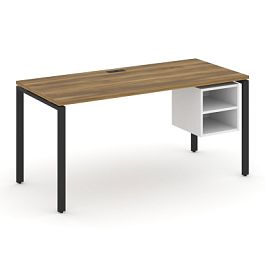 Concept Стол рабочий с подвесной тумбой с 2 открытыми нишами CN.SP-108 Сандал Янтарный/Белый Бриллиант/Металл Черный 1580*720*750 - Фото предпросмотра