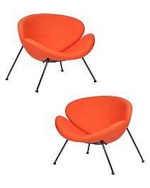 Набор 2 шт Кресло дизайнерское DOBRIN EMILY (оранжевая ткань AF, черное основания) - Фото предпросмотра