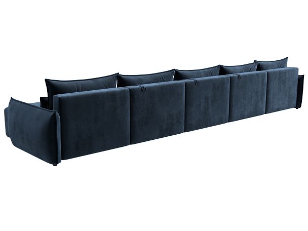 Диван п-образный Лига-051 НПБ МегаЛонг Велюр синий - Вид 5