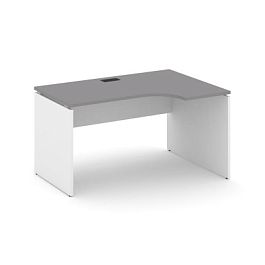 Стайл Проджект Стол рабочий эргономичный SN-D.SPA-011(R) Серый Пепел/Белый/Черный Заглушка 1380*700/ - Фото предпросмотра