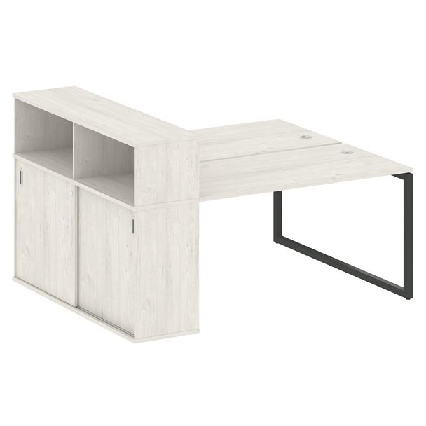 Metal System Quattro Р. ст. с шкафом-купе на О-образном м/к 40БО.РС-СШК-2.3 Т Дуб наварра/Антрацит металл 1810*1475*1098 - Вид 1