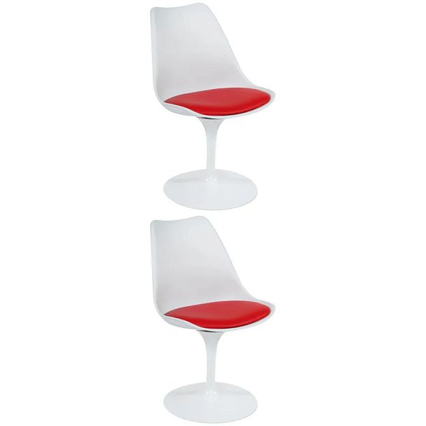 Стул Тулип Фэшн Чаир/Tulip Fashion Chair (мод.109)/1 шт. в упаковке, металл/пластик/PU, белый / красный - Вид 9