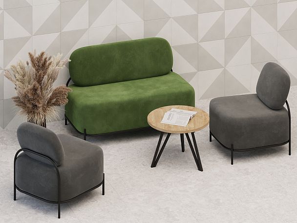 Jive Диван одноместный без спинки JVE-3 Clarins 972/Металл Черный 670*720*480 - Вид 4