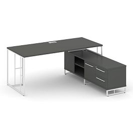 Rift Direct Стол руководителя на опорной тумбой RF.SRT-24 (R) Антрацит/Металл Белый 1580*1600*750 - Фото предпросмотра