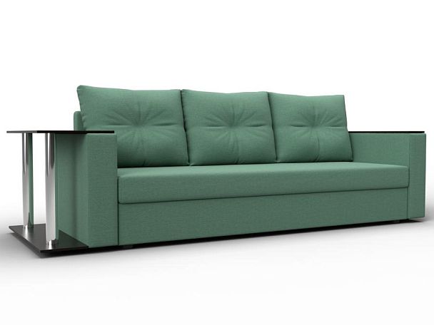 Диван прямой Атланта Лайт со столом слева Рогожка зеленый - Вид 1