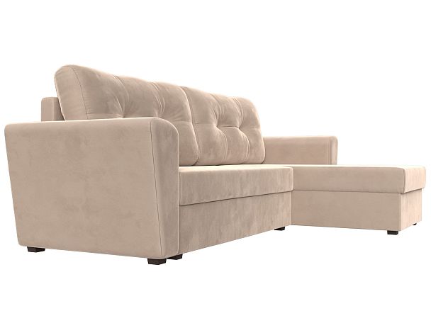 Угловой диван Амстердам Лайт правый (полностью велюр бежевый) - Вид 3