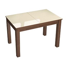 Стол обеденный раскладной «Бруно» (1000х600) орех шоколадный/лакобель белый - Фото предпросмотра