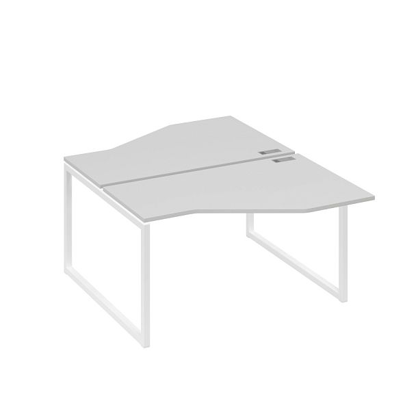 Рабочая станция со столами (2х140) Техно на каркасе QUATTRO A4 А4 Б4 187 БП серый / металлокаркас белый - Вид 1