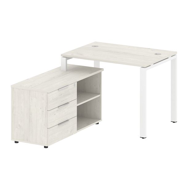 Metal System Р. ст. с тумбой на П-образном м/к БП.РС-СТС-2.1 (L) Дуб наварра/Белый металл 1100*1520*750 - Вид 1