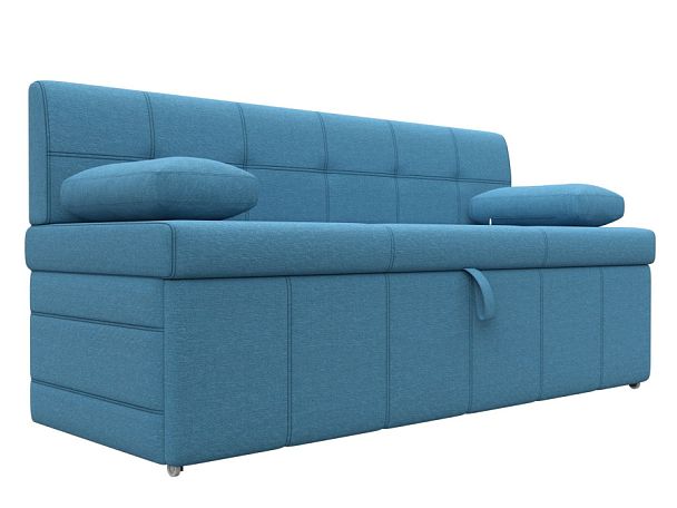 Диван кухонный прямой Лео Рогожка голубой - Вид 1