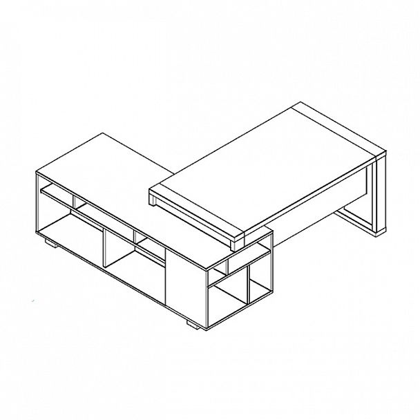 Стол руководителя с тумбой ACT 2118(R) Венге Магия/Дуб Бофорд 2100х1800х750 ALTO - Вид 3