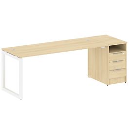 Metal System Quattro Р. ст. с тумбой на О-образном м/к 50БО.РС-СТП-1.5 Акация/Белый металл 2212*720*750 - Фото предпросмотра