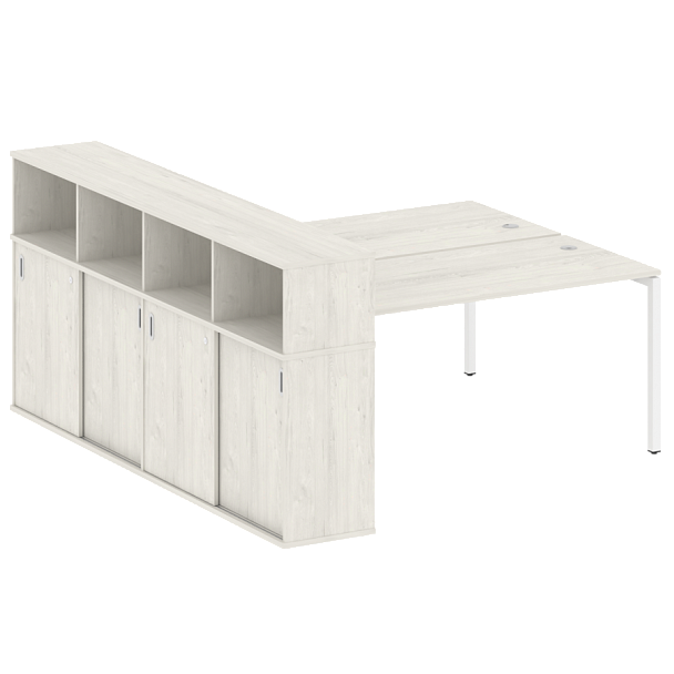 Metal System Quattro Р. ст. с шкафом-купе на П-образном м/к 40БП.РС-СШК-4.4 Т Дуб наварра/Белый металл 2010*2332*1098 - Вид 1