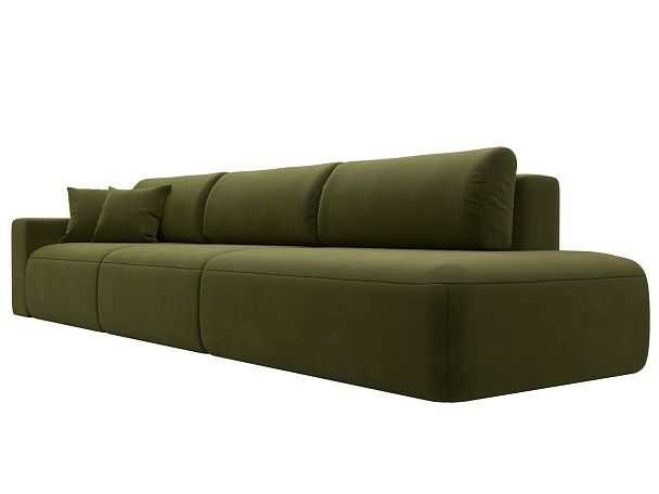 Диван прямой Лига-036 Модерн Лонг подлокотник слева Микровельвет зеленый - Вид 4