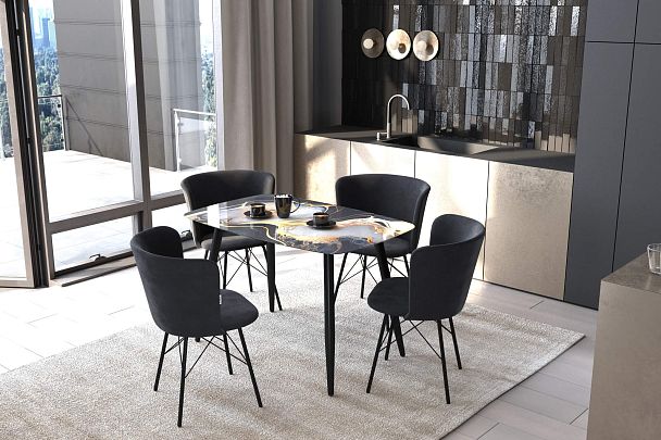 Обеденная группа Sheffilton SHT-DS283 сангай/черн. муар/золото/ночн. затм. - Вид 7