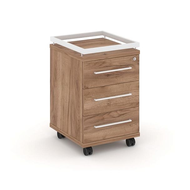 Rift Тумба мобильная усиленная + рамка RF.TM-003 Дуб Табак/Металл Белый 416*460*665 - Вид 1