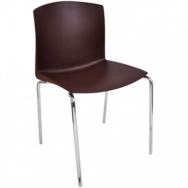 Стул Pull (4 ножки) каркас Хром, коричневый, стопируемый - Вид 1
