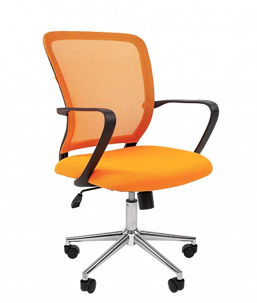 Кресло CHAIRMAN 698 хром, ткань TW/сетчатый акрил, оранжевый - Вид 1