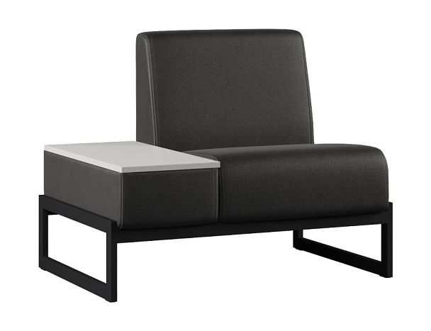 Диван Everprof Solo одноместный со столиком справа Металл Черный Экокожа Черный ЛДСП Серый - Вид 1