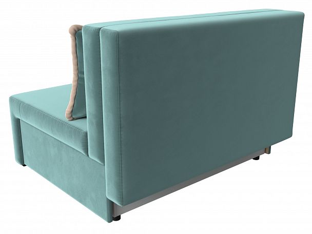Диван прямой Лагуна (полностью велюр бирюзовый, кант велюр бежевый) - Вид 6