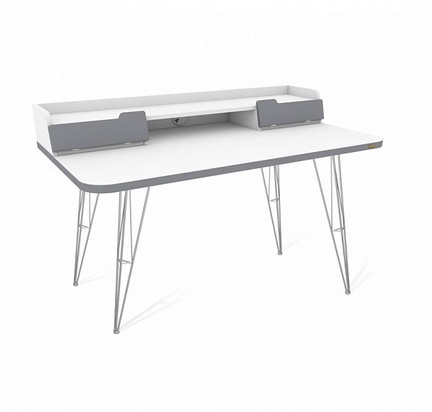 Стол рабочий Sheffilton SHT-TU10/TT31 120/65 ЛДСП хром лак/белый шагрень/серый - Вид 1
