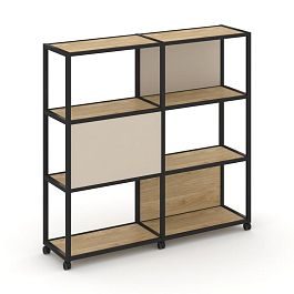 Shelf Mobile Стеллаж 4 уровня 2 секции VR.LT-STK-414.08 Тиквуд Светлый/Металл Черный/W-04 1570*400*1523 - Фото предпросмотра