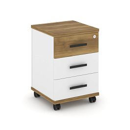 Concept Тумба мобильная 3 ящ. CN.TUM-003 B Сандал Янтарный/Белый Бриллиант/Металл Черный 420*420*615 - Фото предпросмотра