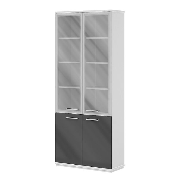 Шкаф "Офисные шкафы для документов"  ПК-МИН-ШК220Х92С/Д/35-В1-985 вольфрам серый+белый - Вид 1