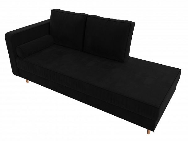 Кушетка Прайм левый (полностью микровельвет черный) - Вид 5