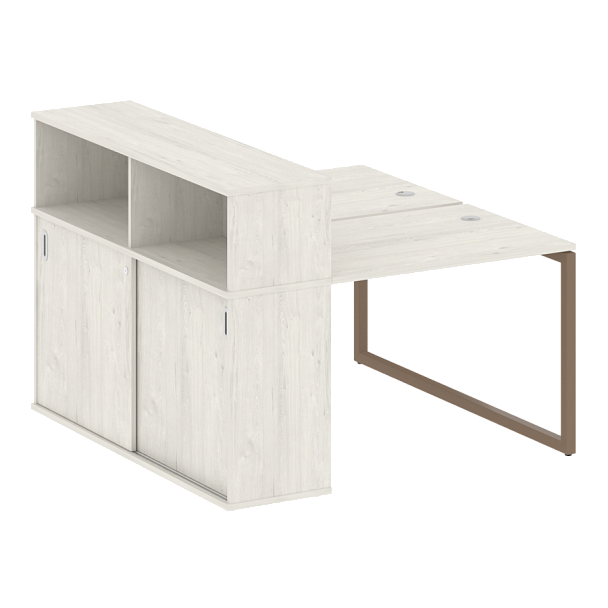 Metal System Quattro Р. ст. с шкафом-купе на О-образном м/к 40БО.РС-СШК-2.1 Т Дуб наварра/Мокко металл 1410*1475*1098 - Вид 1