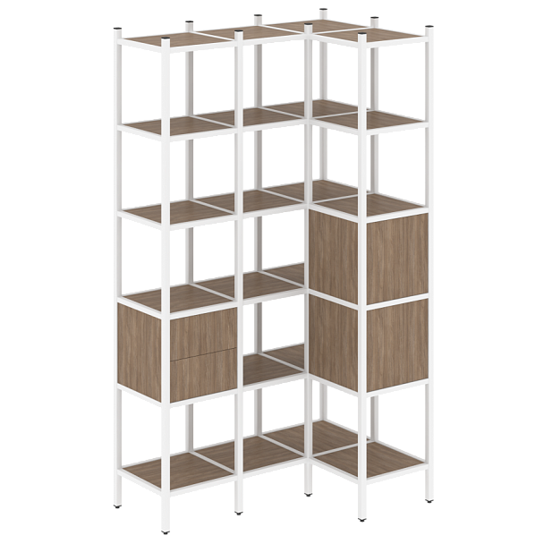 Loft Угловой внутренний стеллаж наборный VR.L-35 Дуб аризона/Белый металл 1278*862*2280 - Вид 1