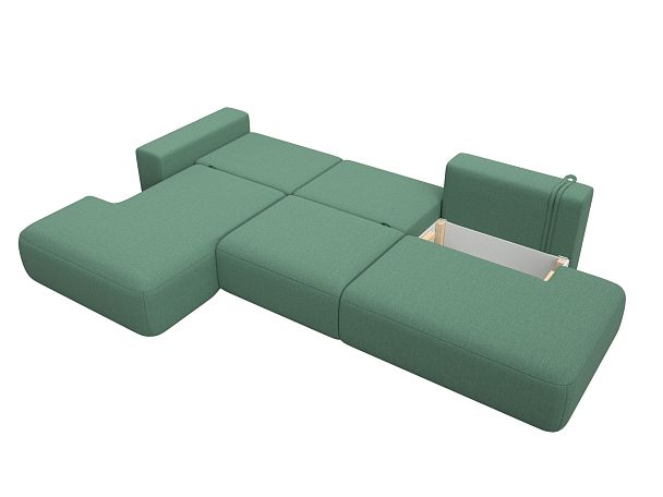 Диван угловой Лига-036 НПБ Модерн Лонг левый угол Рогожка зеленый - Вид 9
